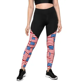 American Flag Pattern Compression Leggings