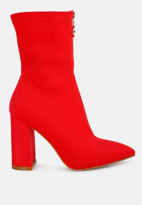 Bobbettes Block Heeled Microfiber Ankle Boot