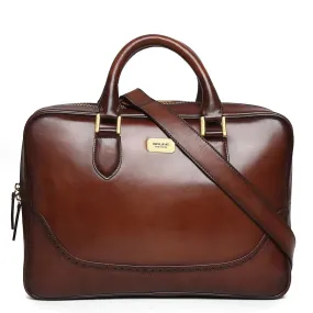 Brown Brogue Detail Leather Laptop Office Briefcase By Brune & Bareskin