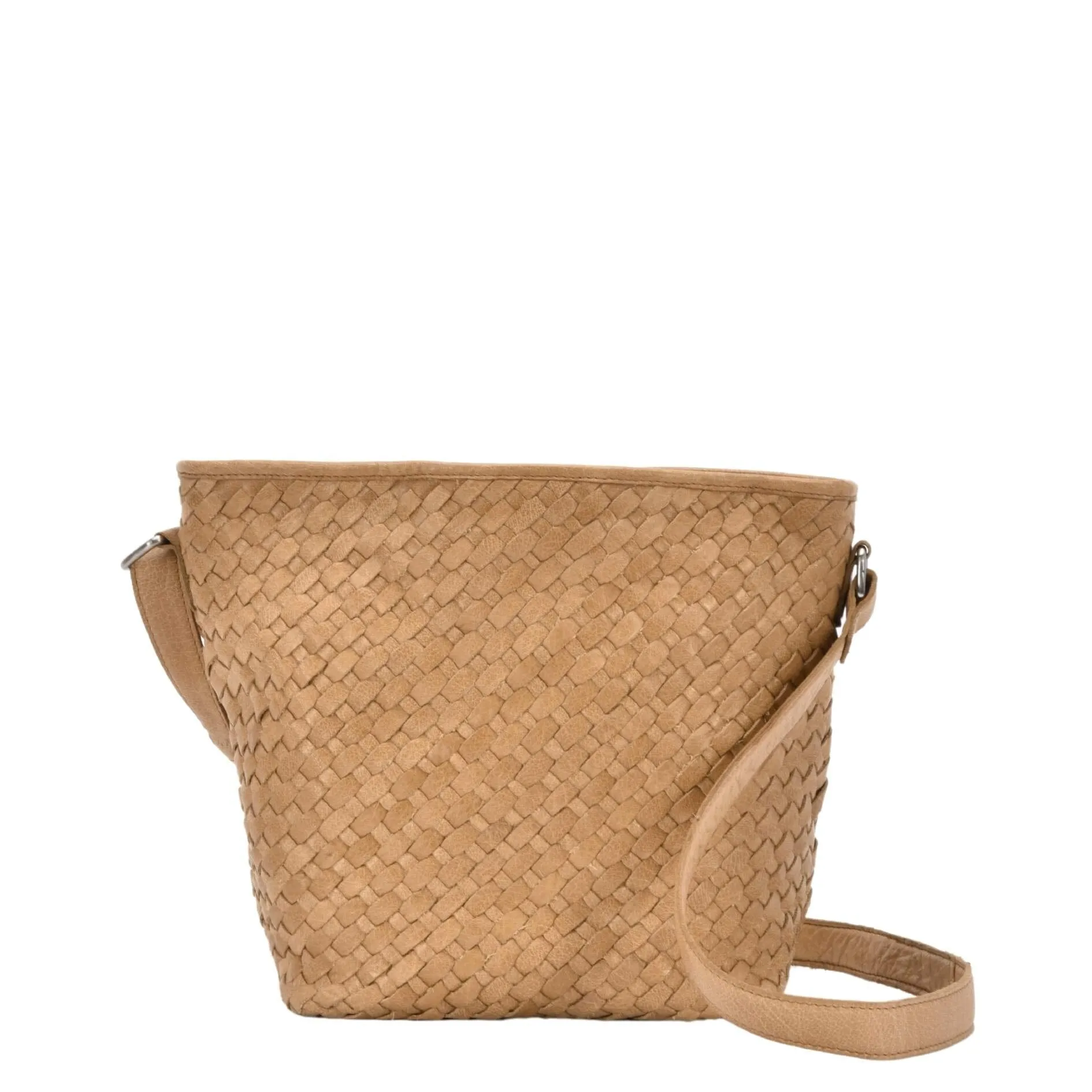 GABEE CANTERBURY WOVEN LEATHER BUCKET BAG