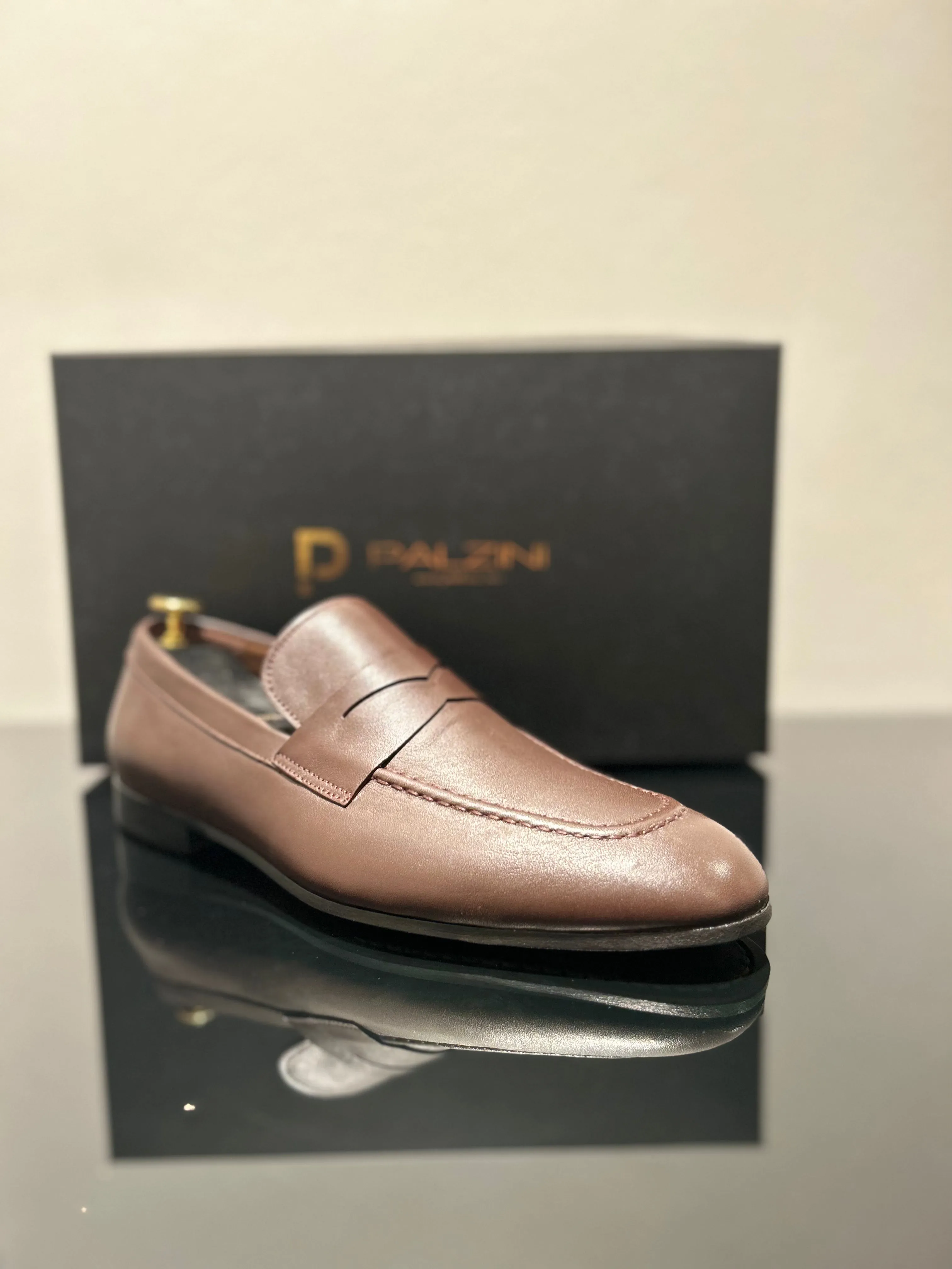 HANDMADE BROWN DEER LEATHER SLIP-ON