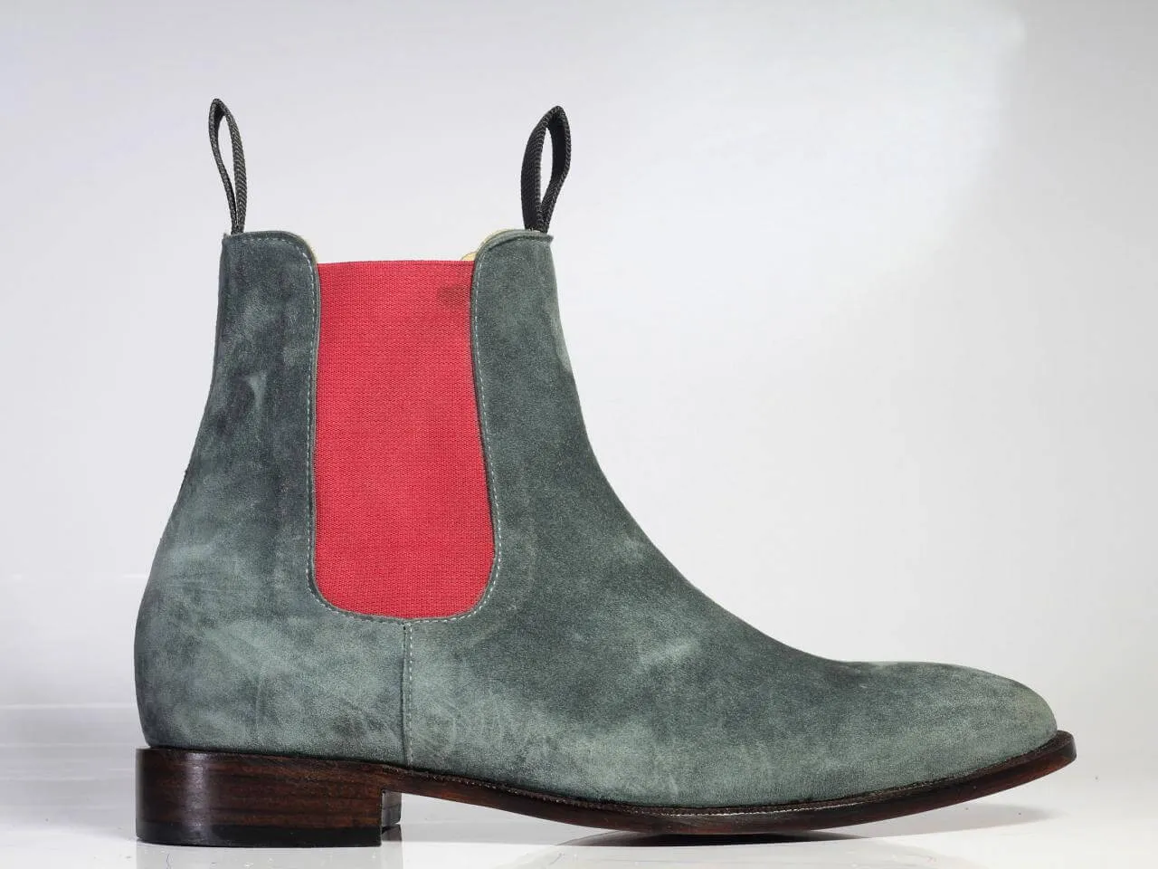 Handmade Men Gray Suede Chelsea Boots, Men Fashion Designer Boots