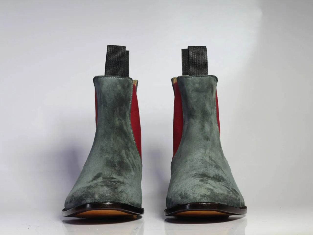 Handmade Men Gray Suede Chelsea Boots, Men Fashion Designer Boots