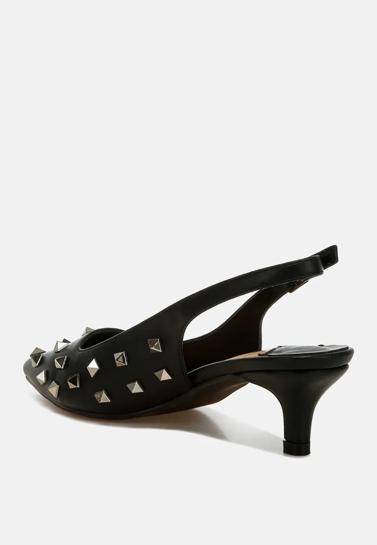 Hegron Stud Embellished Kitten Heels