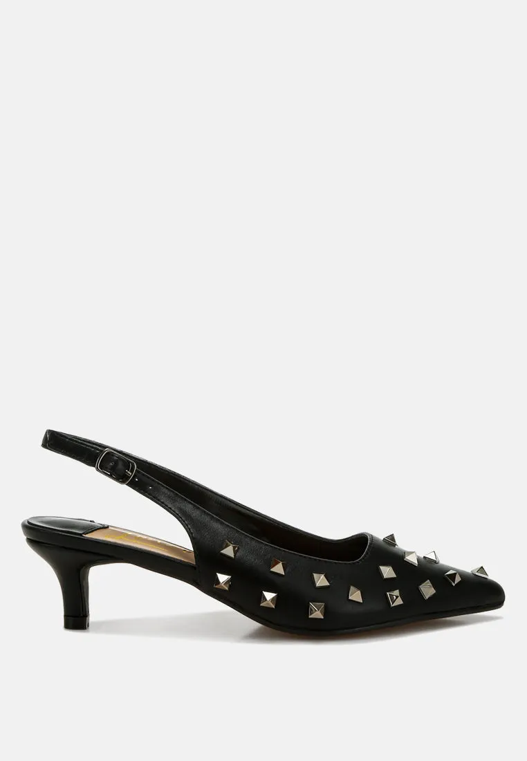 Hegron Stud Embellished Kitten Heels