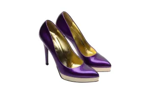 Iconic  Gucci - As Seen on the 2006 Runway Collection - Purple Sparkly Pumps with Gold Platform - US 8