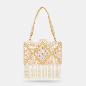 Lavie Luxe Flower Gold Medium Women's Clutch